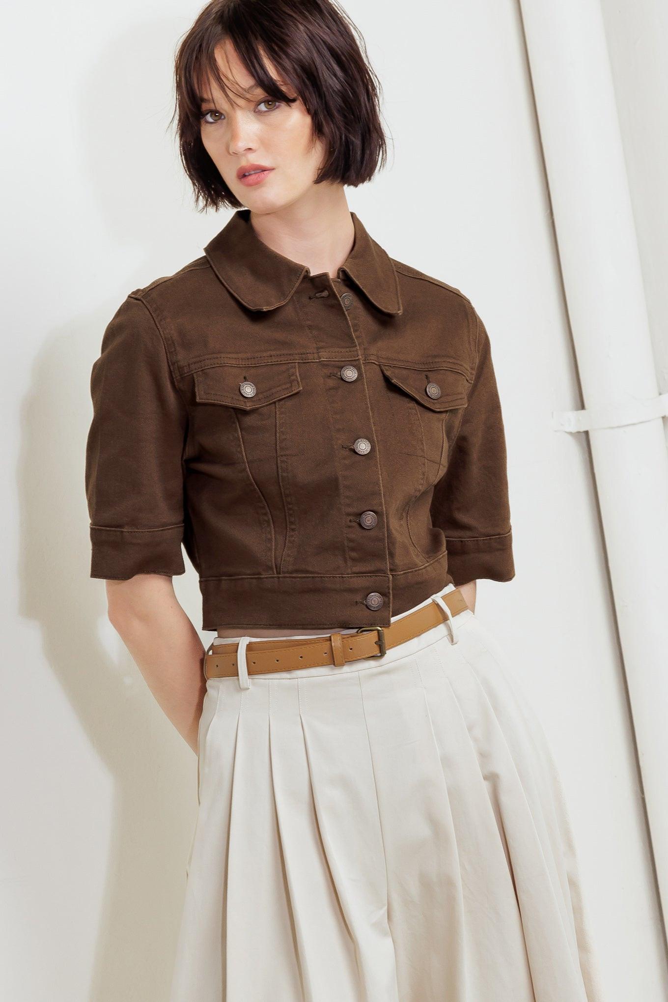 Effortless Edge Brown Twill Jacket
