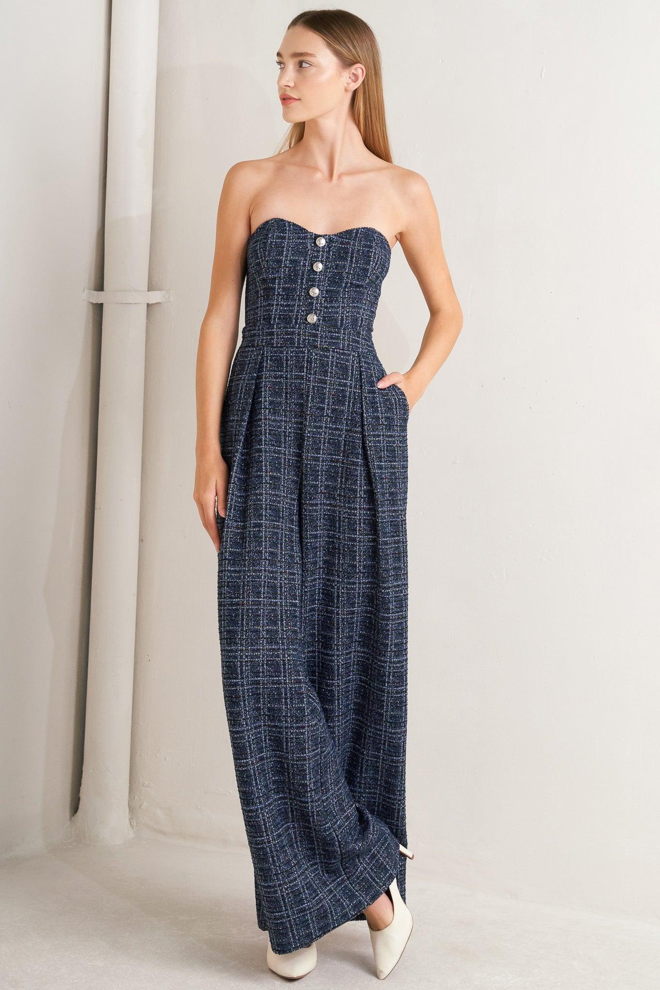 Elegant Party Tweed Jumpsuit