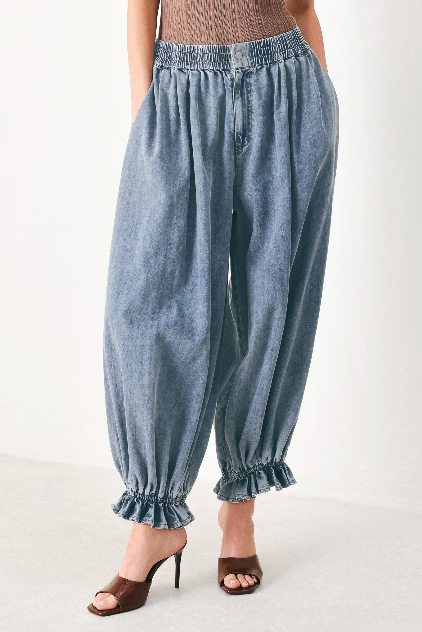Easy Volume Denim Genie Pants