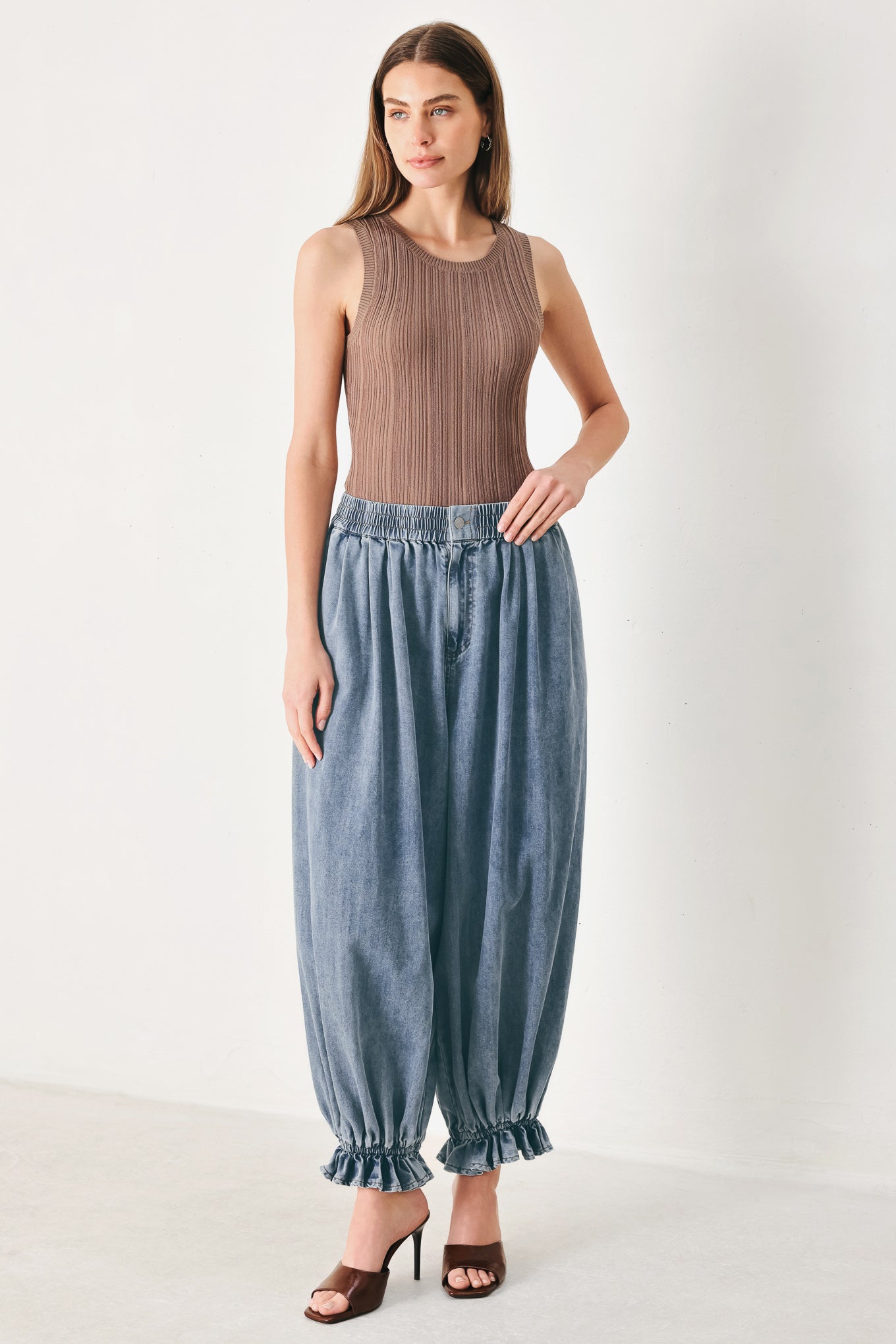 Easy Volume Denim Genie Pants