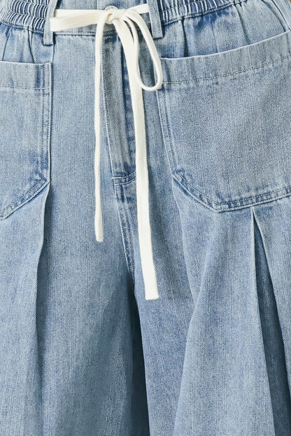 Cloud Wash Palazzo Denim Pants