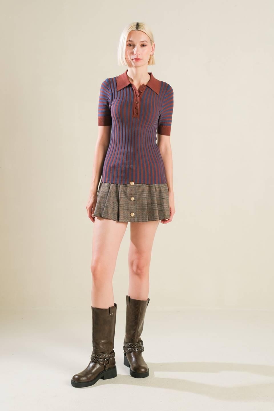 Blissful Strolls Sweater Polo Top