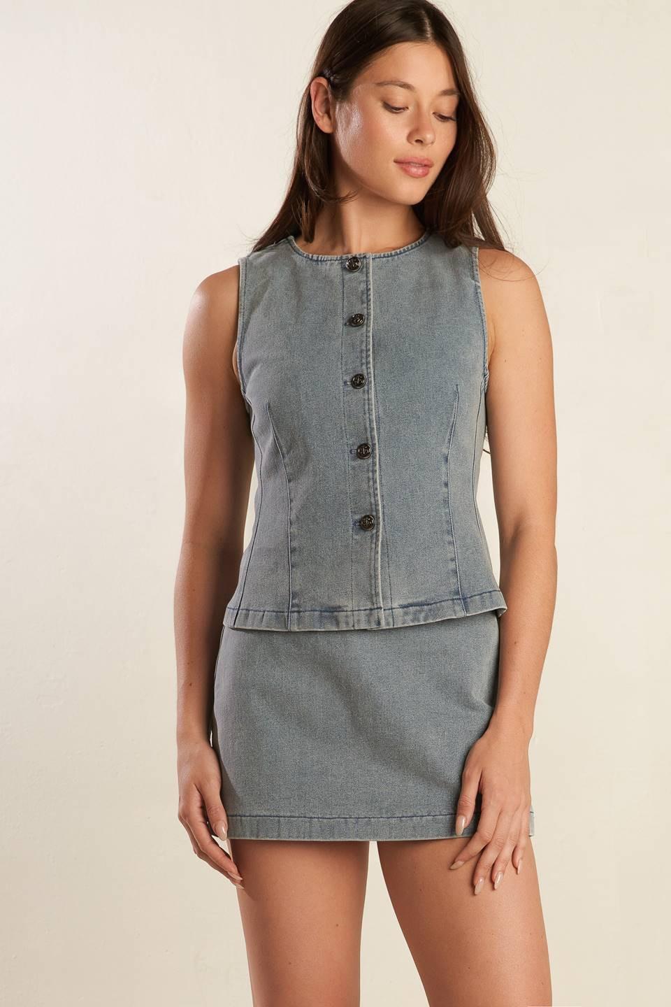 Daisy Date Denim Vest