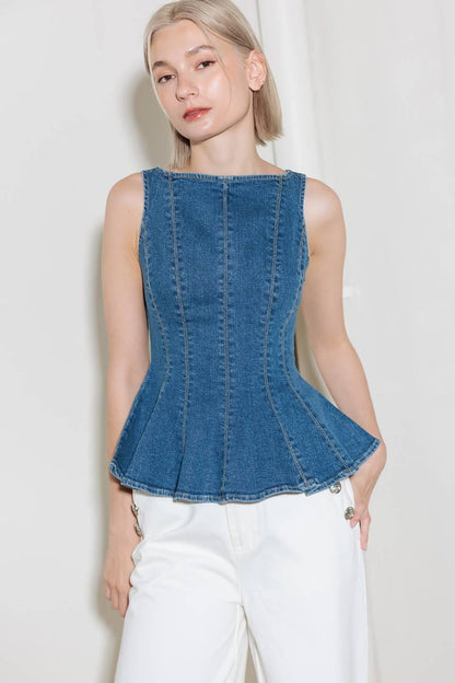 Enduring Spark Blue Denim Top