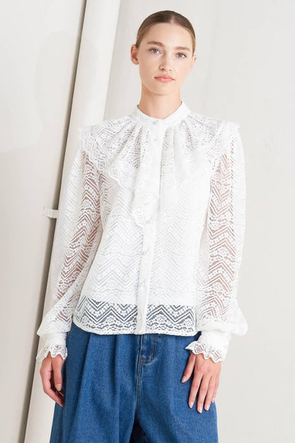 Cloud Romance Woven Lace Top