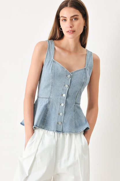 Blossom Blue Denim Top
