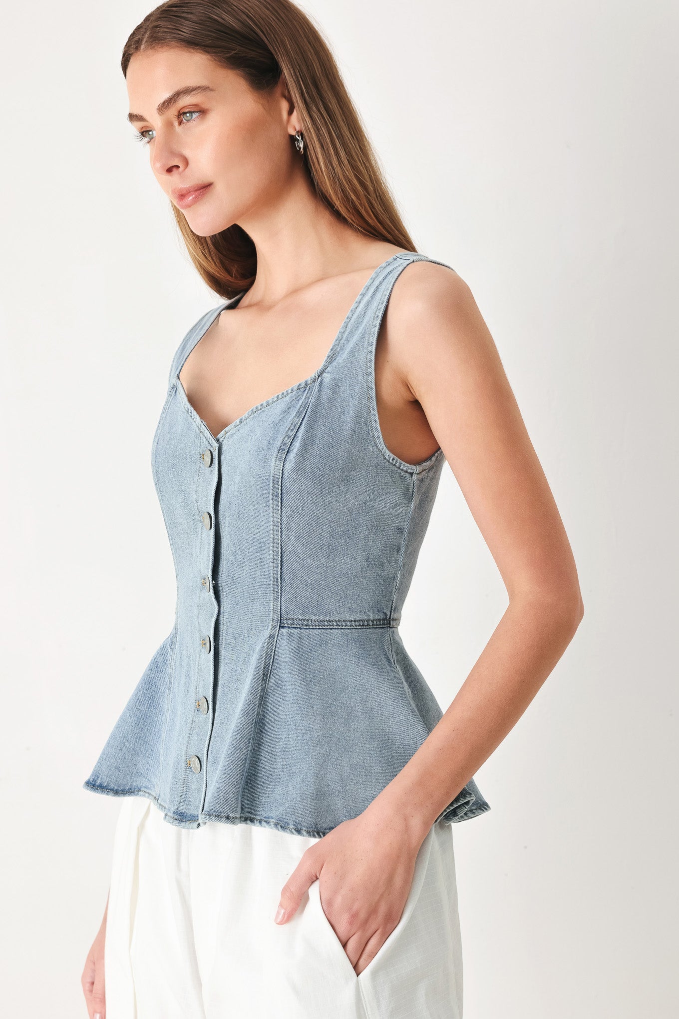 Blossom Blue Denim Top