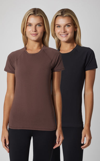 90 Degree by Reflex 2 PK Vintage Cotton Crew Neck Short Sleeve Top