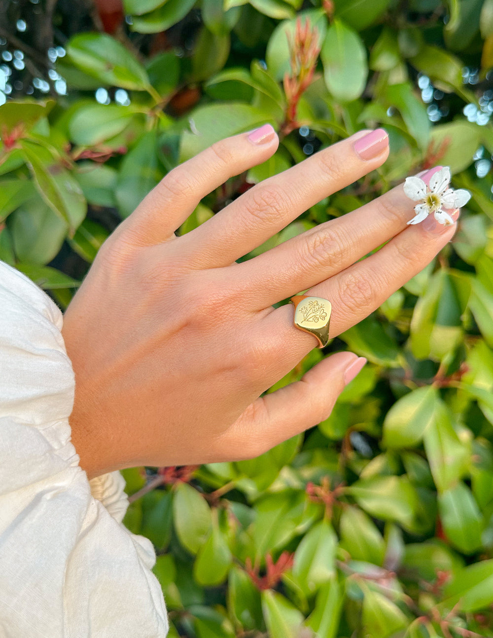 Elevated Faith Floral Signet Ring