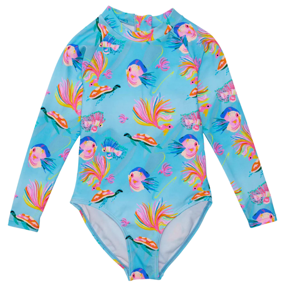 Snapper Rock Girls Sustainable Long Sleeve Surf Suit - Kaleido Fish - FINAL SALE