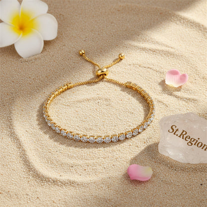 Cubic Zirconia & Goldtone Adjustable Link Bracelet