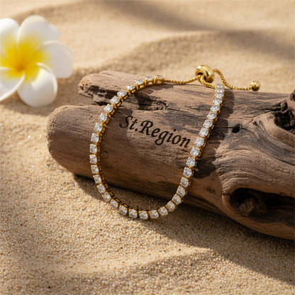 Cubic Zirconia & Goldtone Adjustable Link Bracelet