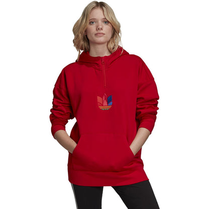 adidas Women's Adicolor 3D Trefoil Half-Zip Hoodie Sweaters