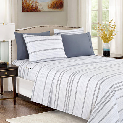 Elegant Comfort 6-Piece Floral and Stripe Pattern Sheet Set - Soft as a Hotel Premium Quality Bedding