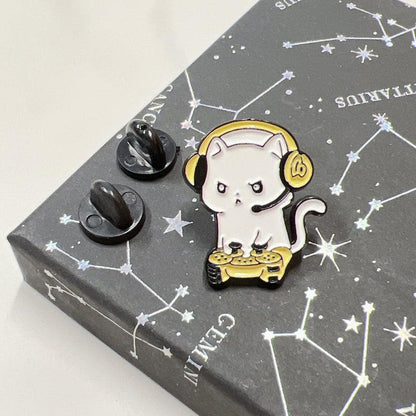 Gamer Cat Enamel Pin for Jackets, Bags, and Cat Lovers