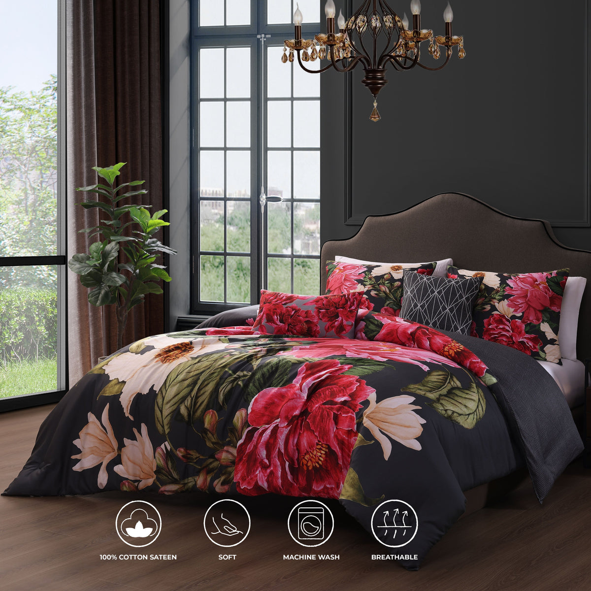Bebejan Flower Garland 5 Piece Reversible Comforter Set