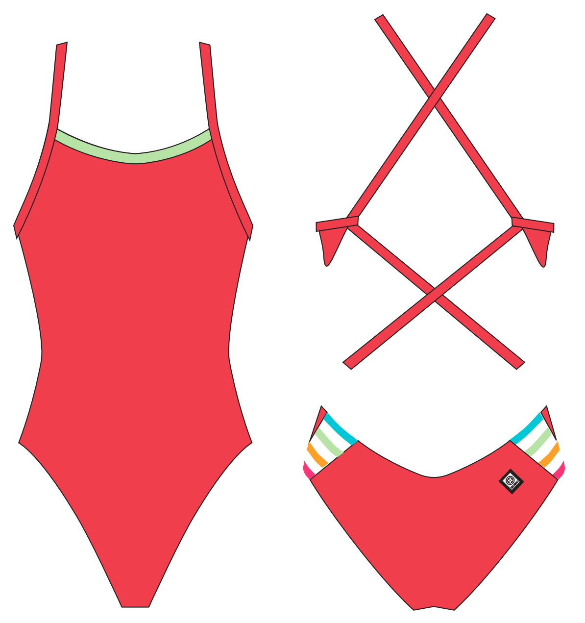 Jolyn Gavin 2 Contrast Swim Onesie - Strawberry Multi 25