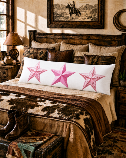 Baha Ranch Pink Cowgirl Stars Body Pillow Cover Made in America