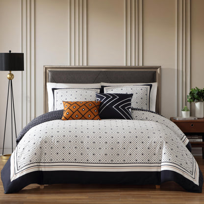 Bebejan Geometric Black & White 5 Piece Reversible Comforter Set