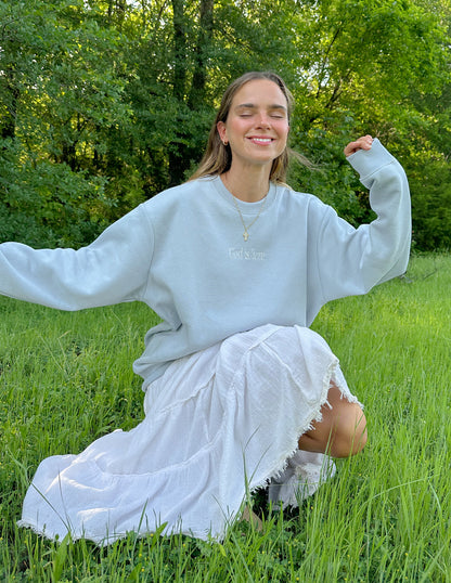 Elevated Faith God Is Here Unisex Crewneck