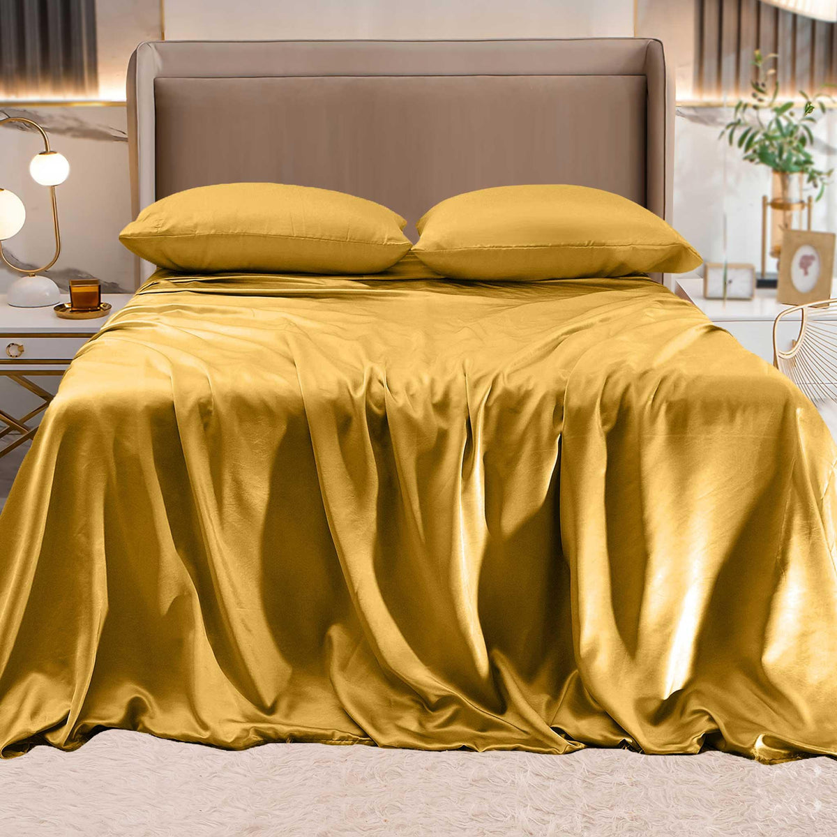 Elegant Comfort Fine 4-Piece Silky Satin Sheet Set, Bright Shades