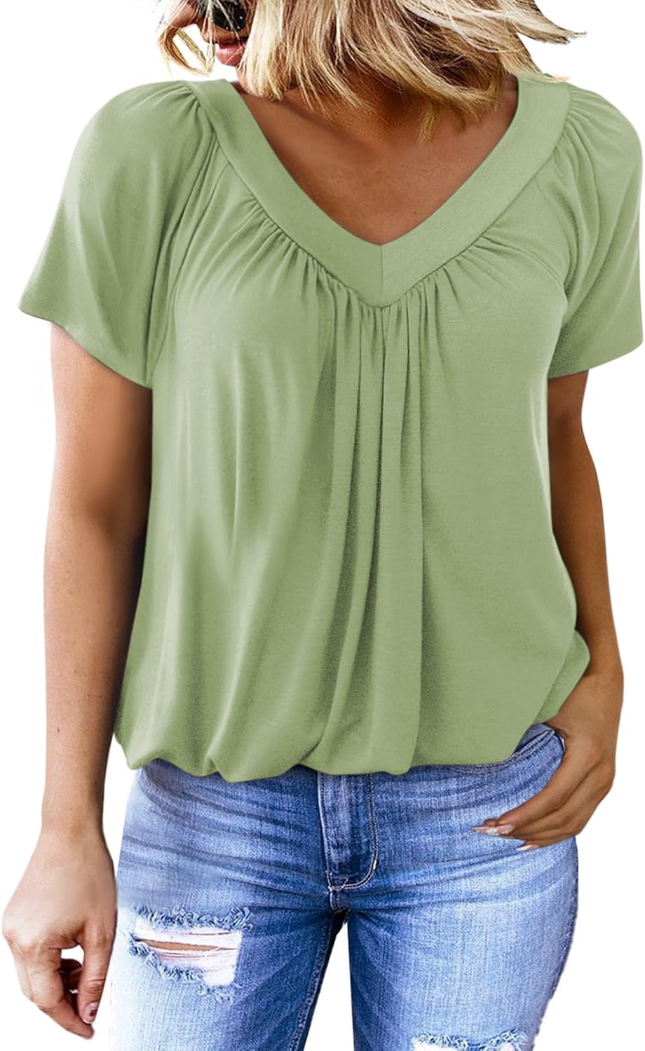 ✨Women's Casual Short Sleeve V Neck Basic T-shirts