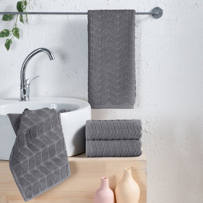 Elegant Comfort 4-Pack Premium Turkish Cotton Braided Hand Towel Set, 16 x 28 inch