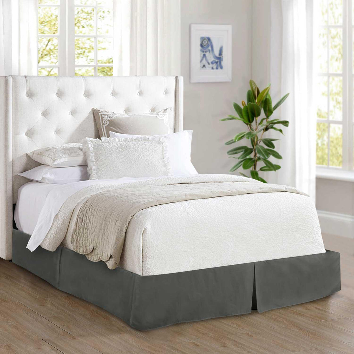 Elegant Comfort Solid Pleated Bed Skirt - 14 inch Drop