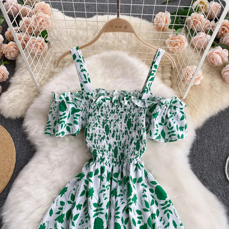 Summer 2026 Midi Dress Women Casual Off Shoulder Short Sleeve Vacation Beach Robe Female Clothing
