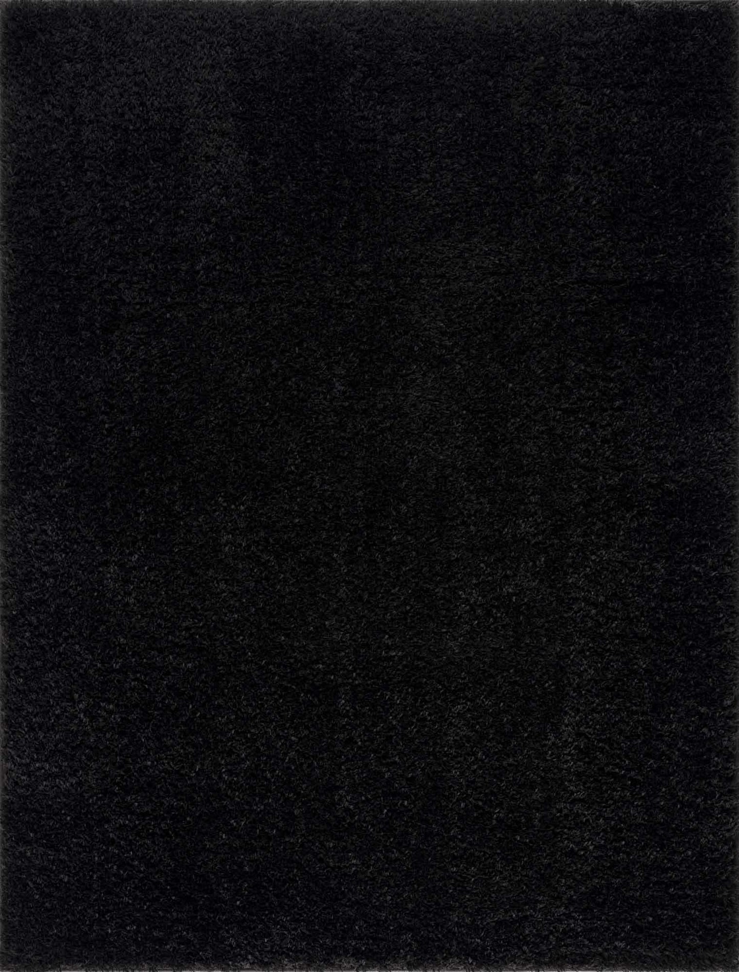 Faina Solid Black Shag Washable Area Rug