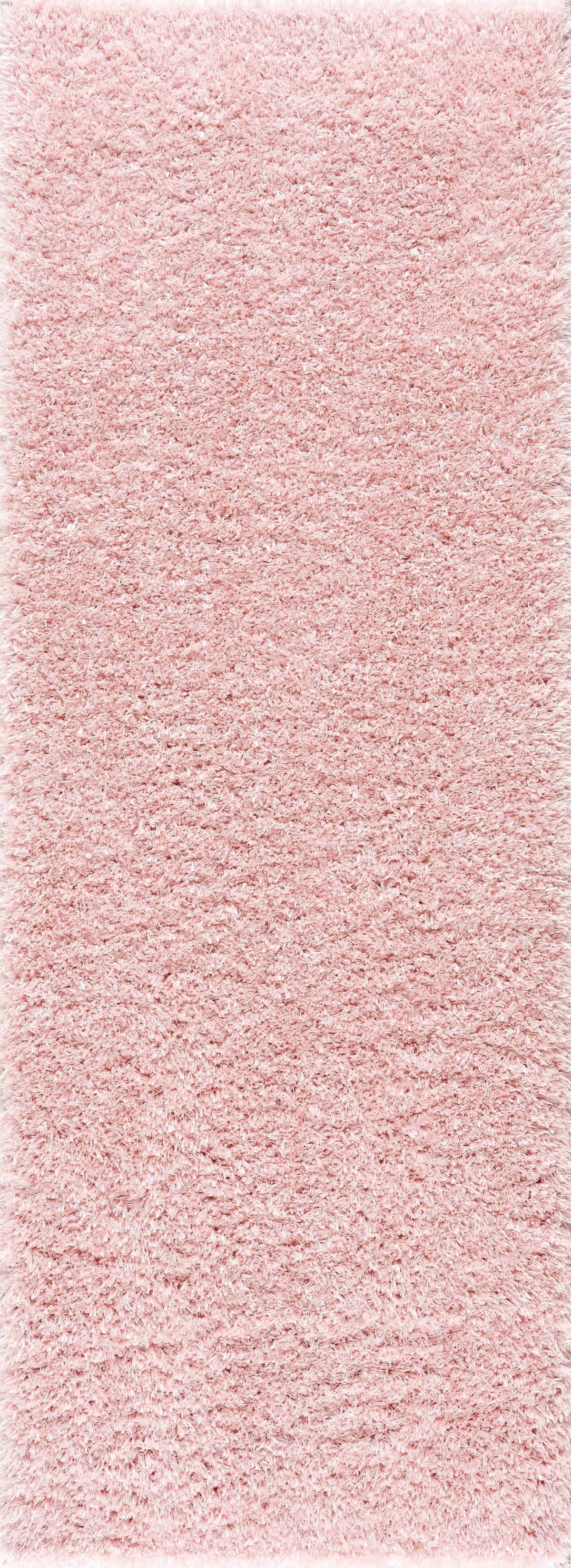 Faina Solid Pink Shag Washable Area Rug - Clearance