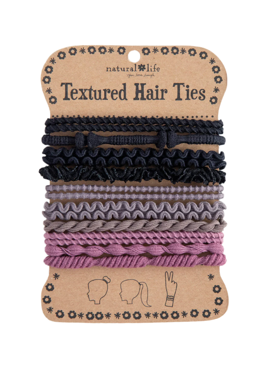 Natural Life Textured Hair Ties Set of 10