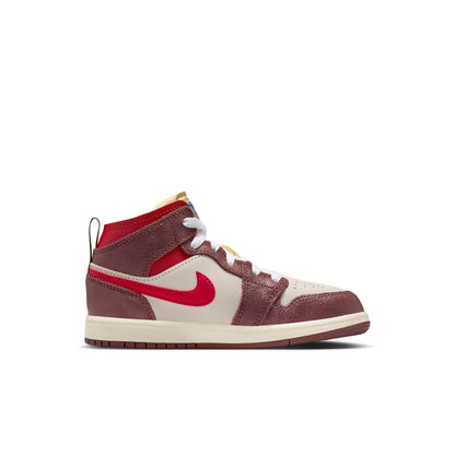 Air Jordan Preschool Retro 1 Mid Se 'Bread Butter & Sole' Sneakers
