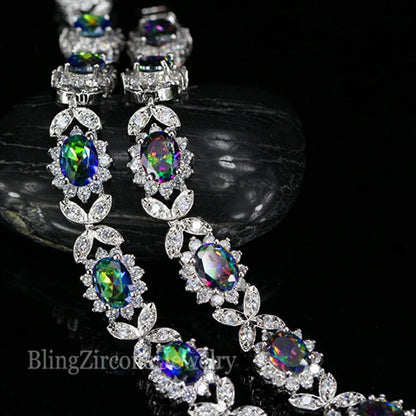 Crystal Flower Silver Plated Bracelet