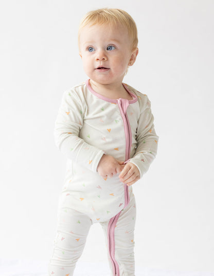 Elevated Faith Heart Bamboo Convertible Footed Onesie