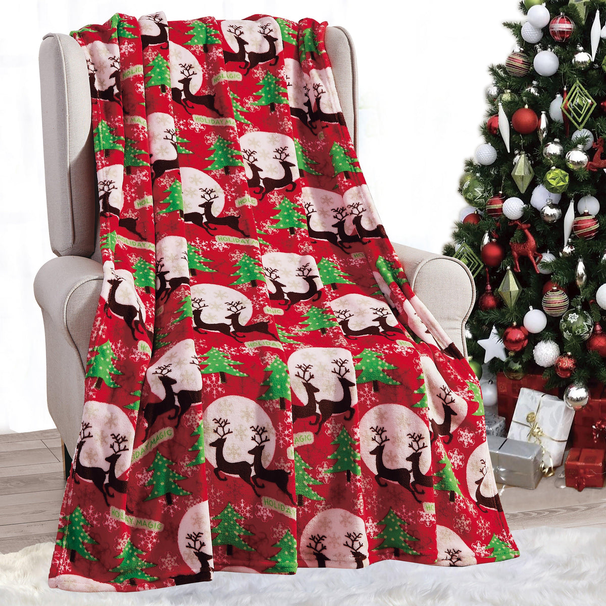 Elegant Comfort 50" x 60" Holiday Velvet Plush Blanket Throw - 50 x 60 inches