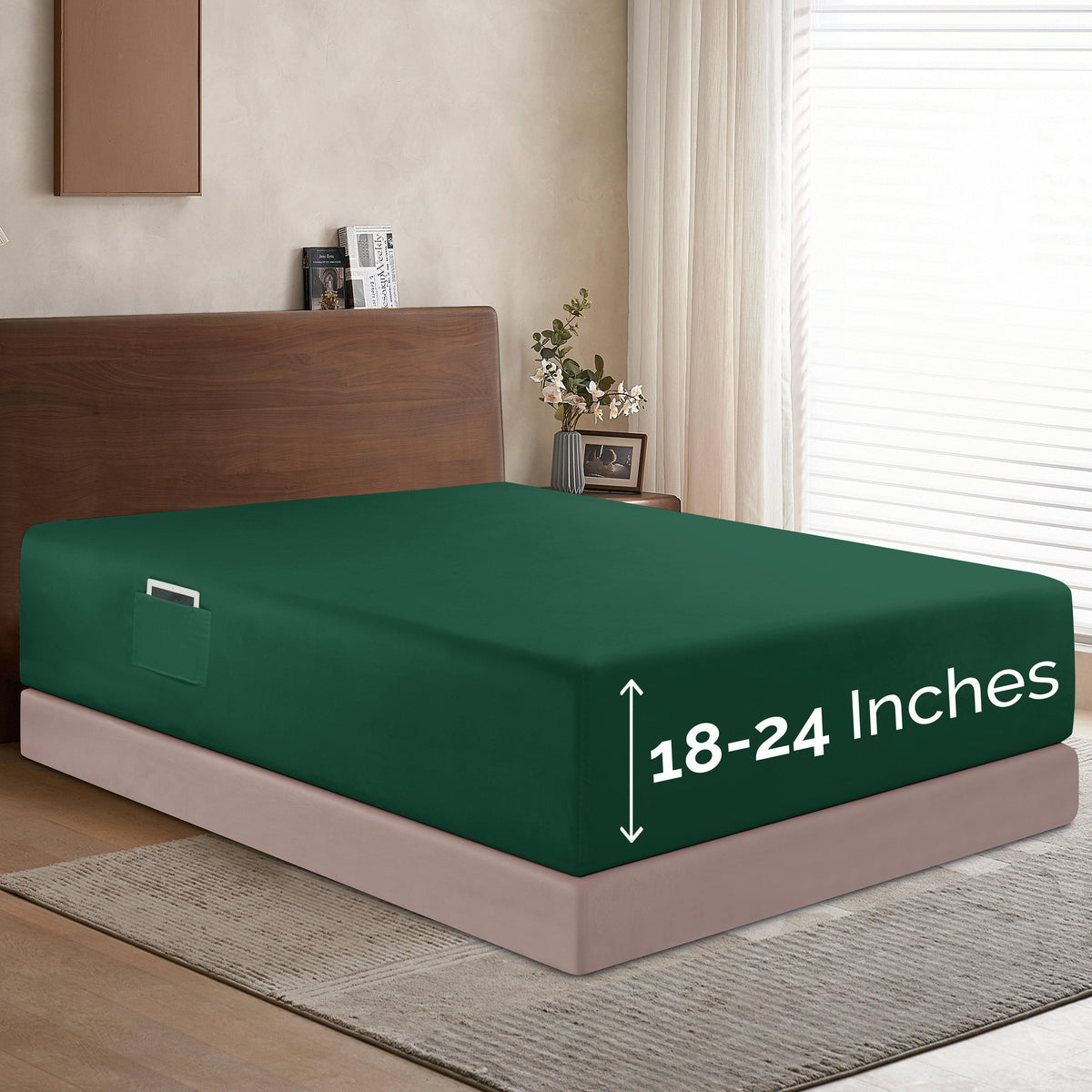 Elegant Comfort Extra Deep Pocket 18"-24" Single Fitted Sheet for High Mattress, Moody Shades