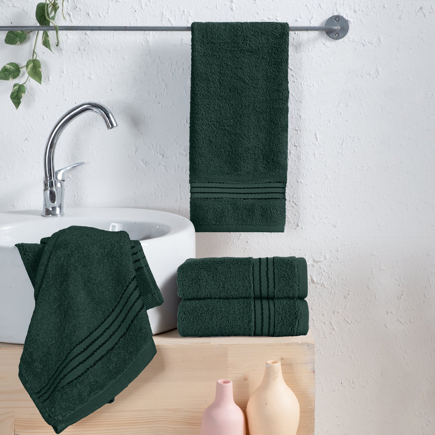 Elegant Comfort 4 Pack Premium Turkish Cotton Hand Towel Set, 16 x 28 inch