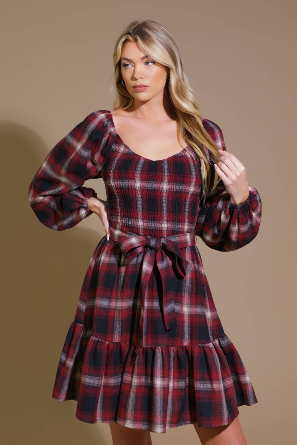 Be With You Woven Plaid Mini Dress
