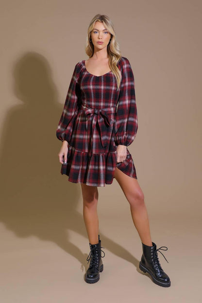Be With You Woven Plaid Mini Dress