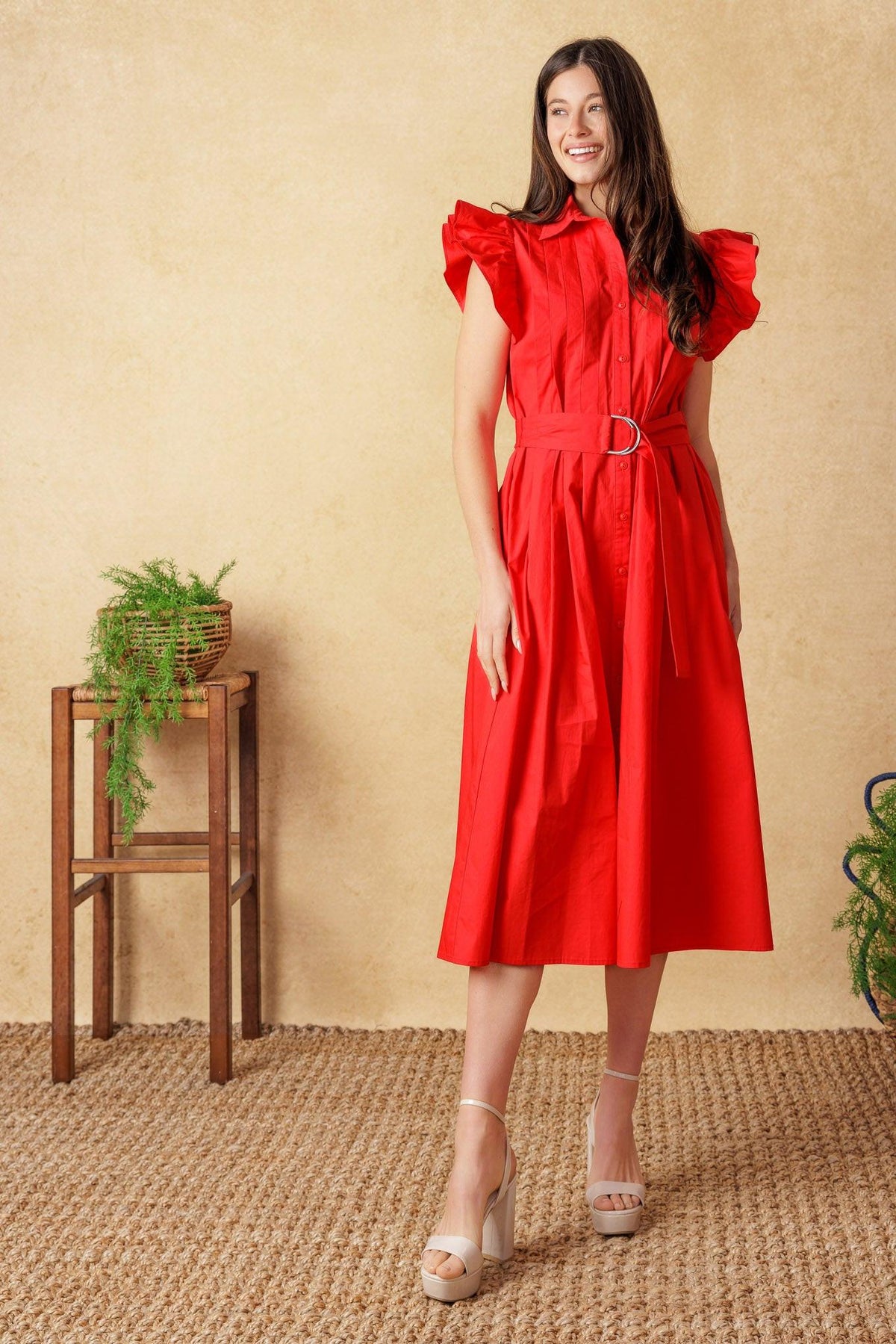 Glimpse in Time Woven Midi Dress