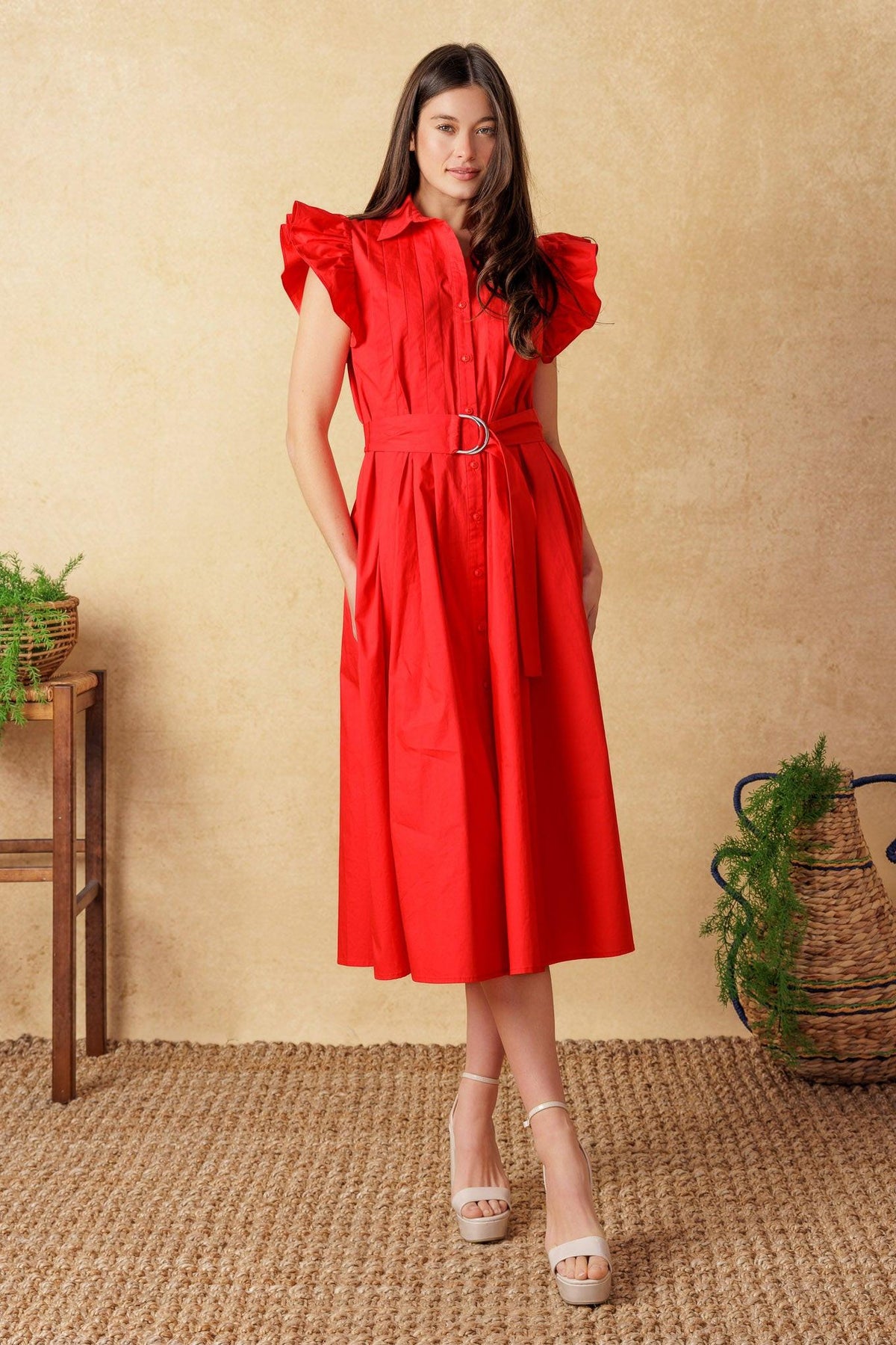 Glimpse in Time Woven Midi Dress
