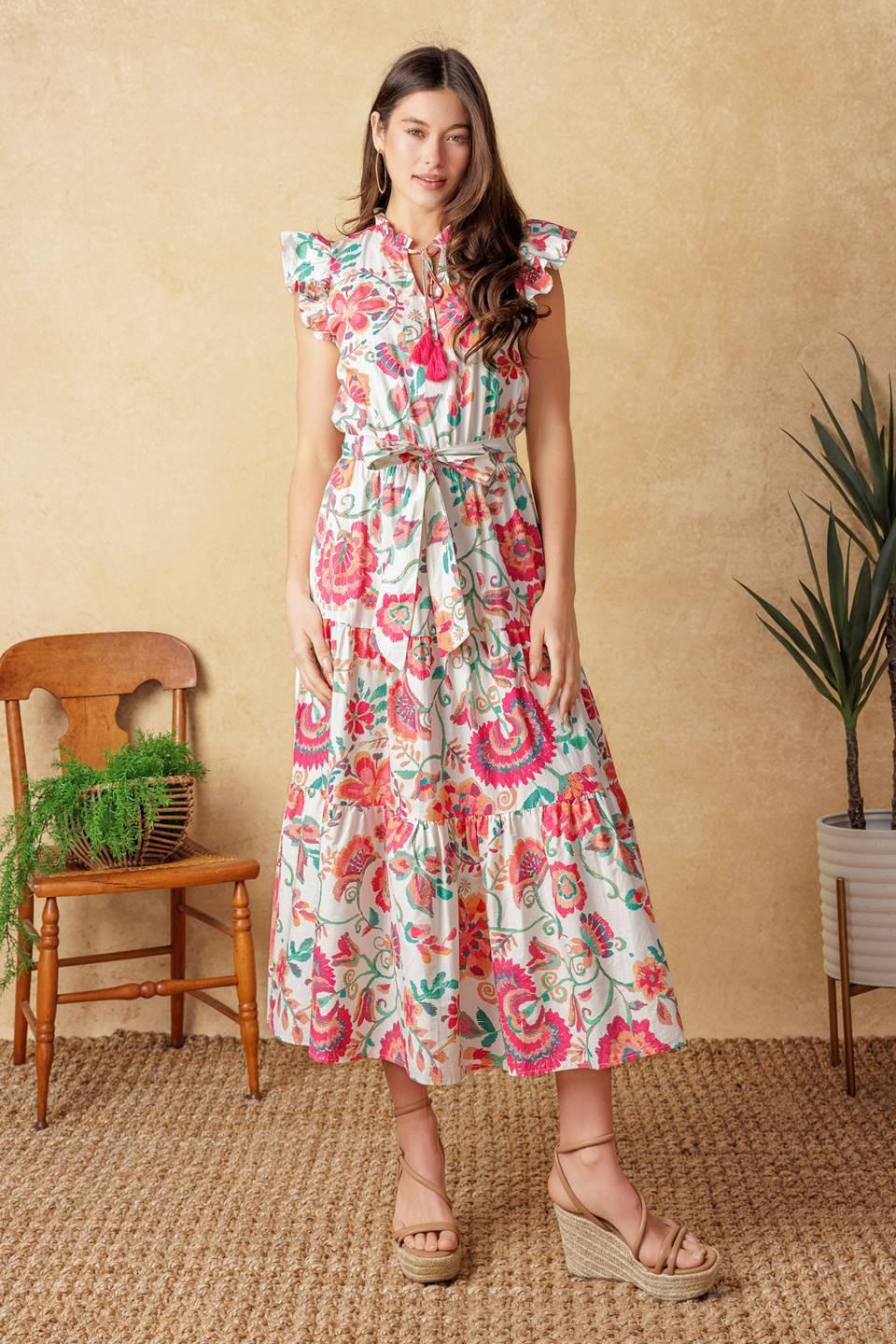 Bright Moments Woven Midi Dress