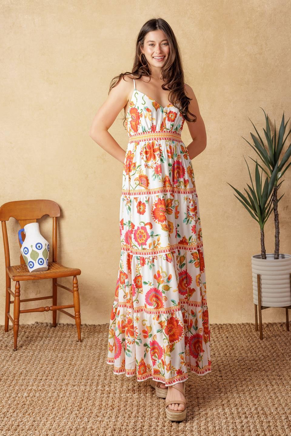 Easy on Me Ivory Red Midi Dress