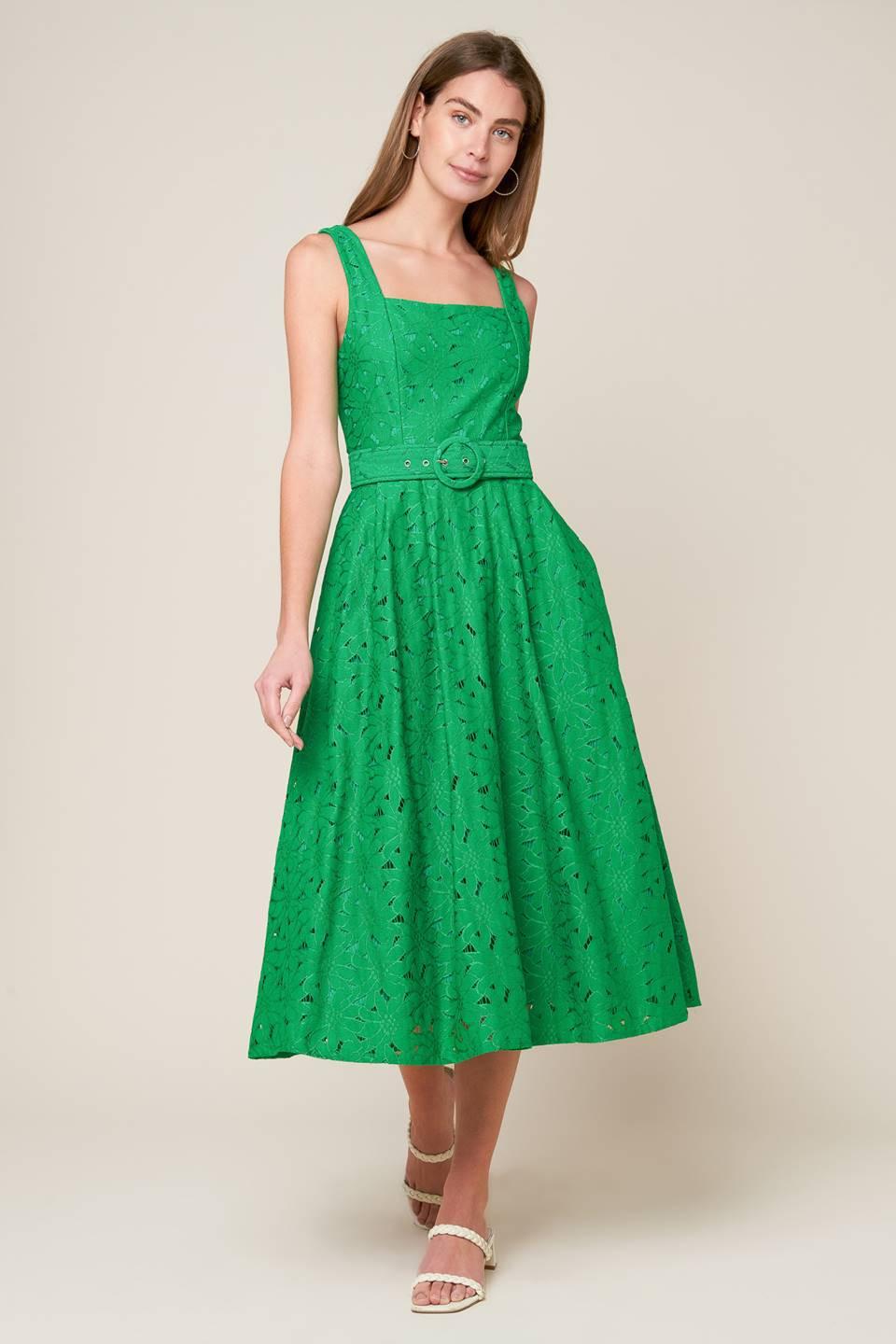 Daffodils & Daydreams Woven Lace Midi Dress
