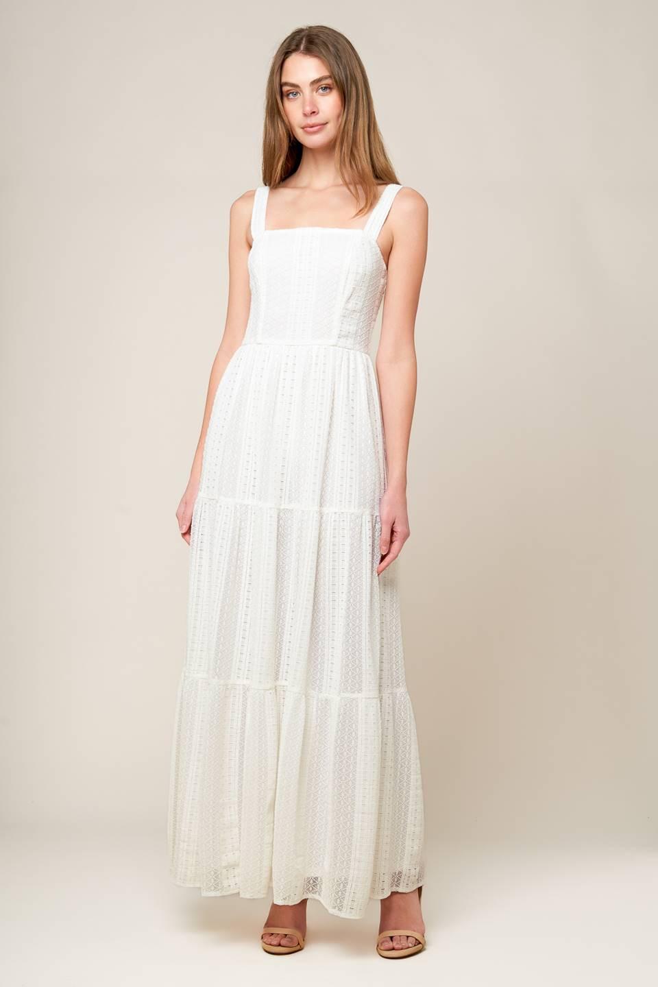 After the Rain White Lace Maxi Dress