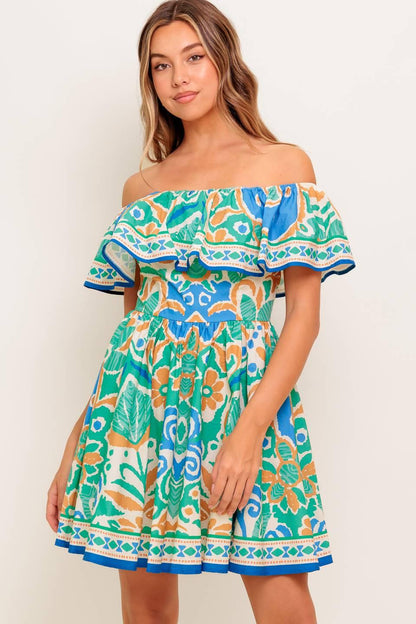 Coastal Love Sage Blue Woven Mini Dress