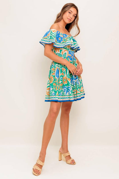 Coastal Love Sage Blue Woven Mini Dress