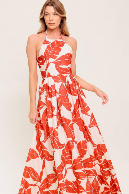 First Glance Red Woven Midi Dress