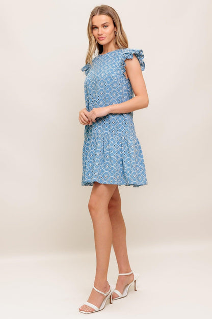 Cupcake Smile Woven Eyelet Babydoll Dress